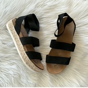 Time and tru elastic strappy platform sandals jute trim size 9